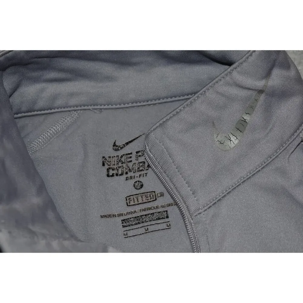 Nike Pro Combat Shirt Womens Size Medium Fitted 1/4 Zip Dri-Fit Performance Gray